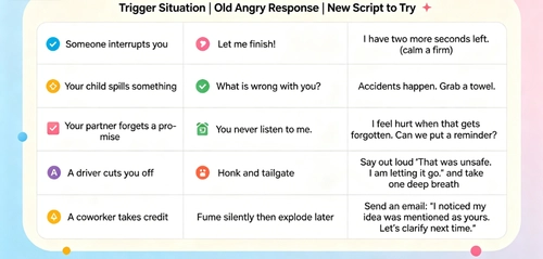 Trigger Situation|Old Angry Response |New Script to Try